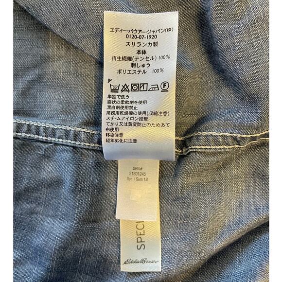 Eddie Bauer Women XL LongSleeve ButtonUp All Tencel Lyocell Shaded Blue Collared - Picture 13 of 15